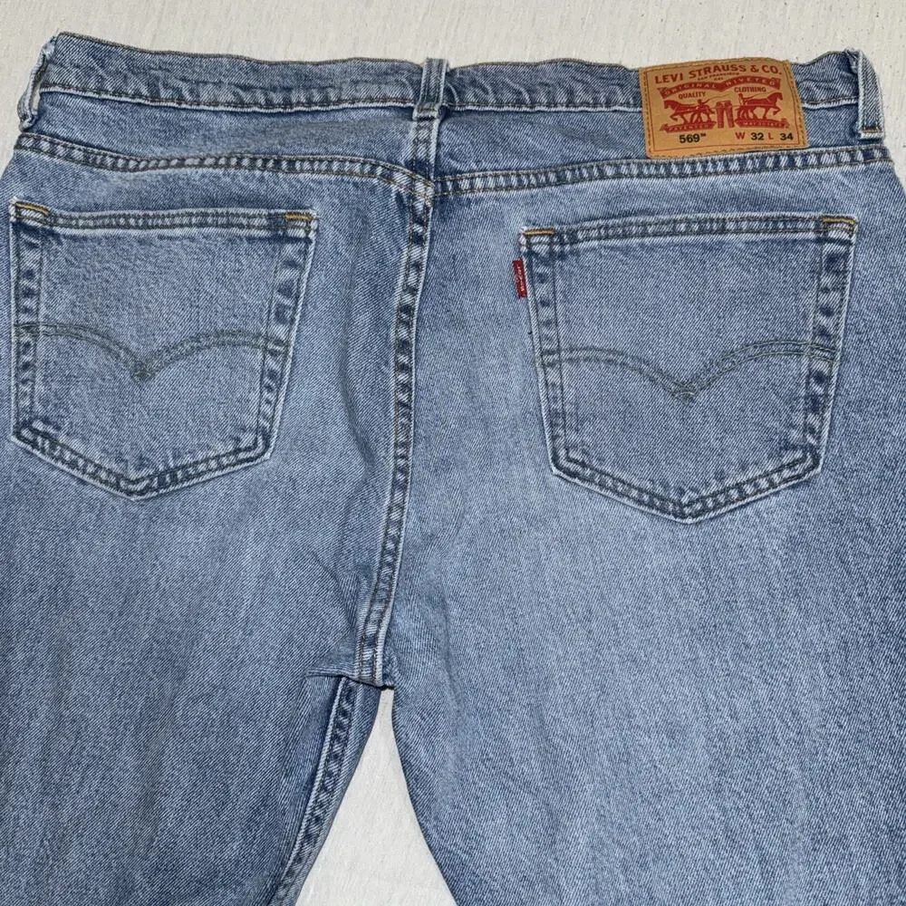 Levi's 569 Loose Straight Jean's Men's 32x34 Pants Blue Denim Baggy EUC